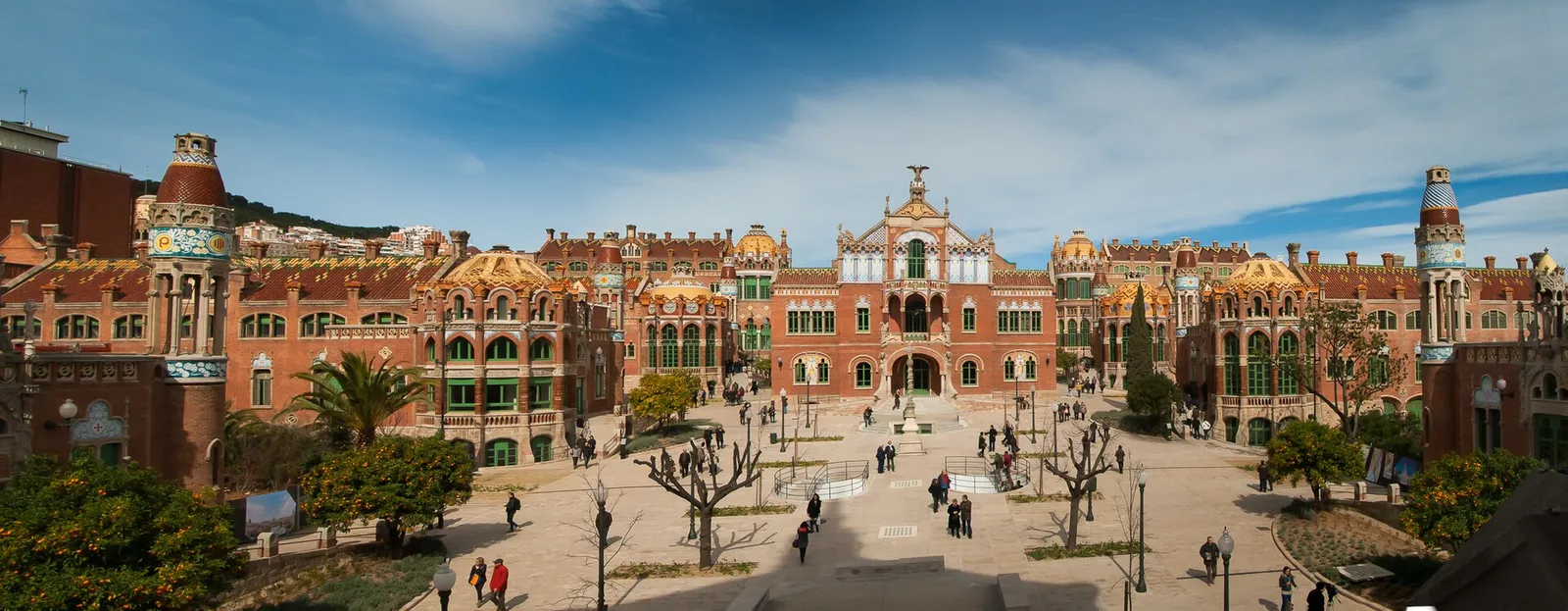 The modernista pavilions of the Sant Pau hospital complex in Barcelona
